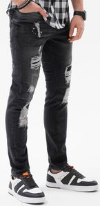 Ombre Spodnie męskie jeansowe P1065 - czarne M 1
