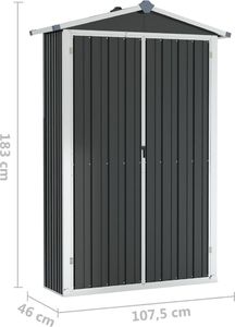 vidaXL Szopa ogrodowa, antracyt, 107,5x46x183 cm, stal galwanizowana 8