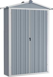 vidaXL Szopa ogrodowa, szara, 107,5x46x183 cm, stal galwanizowana 4