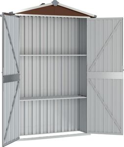 vidaXL Szopa ogrodowa, brązowa, 107,5x46x183 cm, stal galwanizowana 2