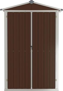 vidaXL Szopa ogrodowa, brązowa, 107,5x46x183 cm, stal galwanizowana 5