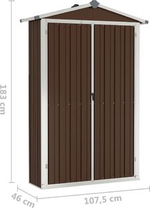 vidaXL Szopa ogrodowa, brązowa, 107,5x46x183 cm, stal galwanizowana 8