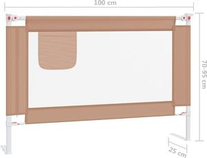 vidaXL Barierka do łóżeczka dziecięcego, taupe, 100x25 cm, tkanina 8