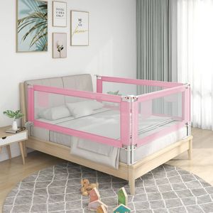 vidaXL Barierka do łóżeczka dziecięcego, różowa, 200x25 cm, tkanina 1