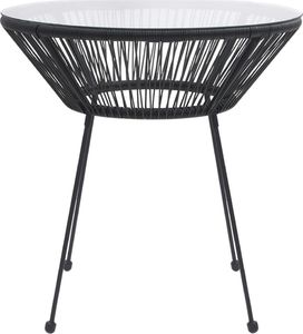 vidaXL Stolik ogrodowy, czarny, 70x74 cm, rattan i szkło 2