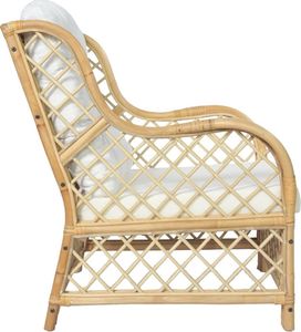 vidaXL Fotel z poduszką, naturalny rattan i len 3