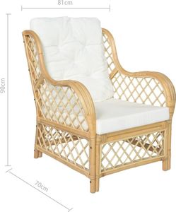 vidaXL Fotel z poduszką, naturalny rattan i len 7