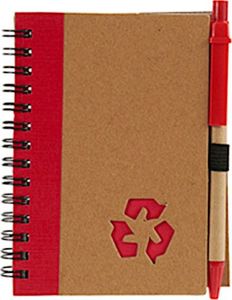 notes z długopisem 13 x 10,5 cm karton czerwony 2 części 1