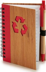 notes 13 x 10 cm bambus brązowy/czerwony 2 części 1