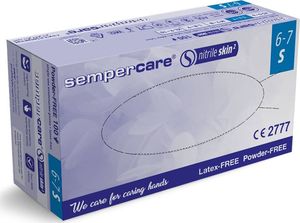 Sempercare Rękawiczki nitrylowe bezpudrowe SEMPERCARE SKIN 2 rozm. S /200 szt. - niebieskie 1