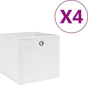 vidaXL Pudełka z włókniny, 4 szt., 28x28x28 cm, białe 1