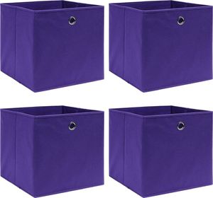 vidaXL Pudełka z włókniny, 4 szt., 28x28x28 cm, fioletowe 1