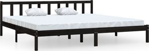 vidaXL Rama łóżka, czarna, lite drewno sosnowe, 200 x 200 cm 2
