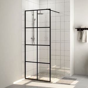 vidaXL Ścianka prysznicowa, przezroczyste szkło ESG, 80x195 cm, czarna 1
