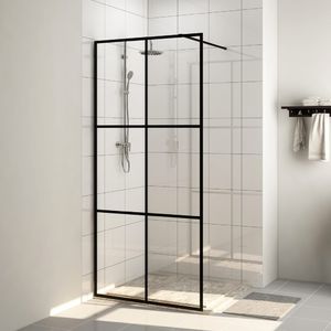 vidaXL Ścianka prysznicowa, przezroczyste szkło ESG, 90x195 cm, czarna 1