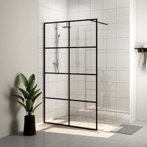 vidaXL Ścianka prysznicowa, przezroczyste szkło ESG, 90x195 cm, czarna 1