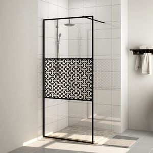 vidaXL Ścianka prysznicowa, przezroczyste szkło ESG, 115x195cm, czarna 1