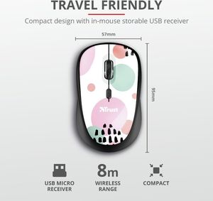 Mysz Trust YVI Pink Circles (24441) 4