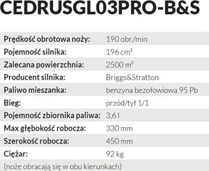 Glebogryzarka Cedrus CEDRUS GL03 PRO-B&S GLEBOGRYZARKA SPALINOWA PRZECIWBIEŻNA KULTYWATOR 6.5KM / 45cm SILNIK B&S Briggs&Stratton GL03 - EWIMAX - OFICJALNY DYSTRYBUTOR - AUTORYZOWANY DEALER CEDRUS 36