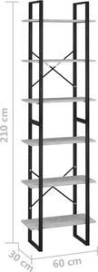 vidaXL Regał, szarość betonu, 60x30x210 cm, płyta wiórowa 8