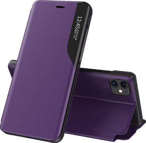 Hurtel Eco Leather View Case elegancki futerał etui z klapką i funkcją podstawki iPhone 13 Pro Max fioletowy 1