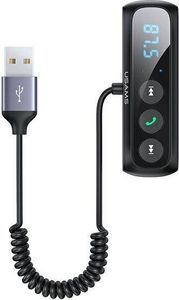 Usams USAMS Adapter audio Bluetooth 5.0 zestaw głośnomówiący + transmiter FM czarny/black SJ503JSQ01 (US-SJ503) 1