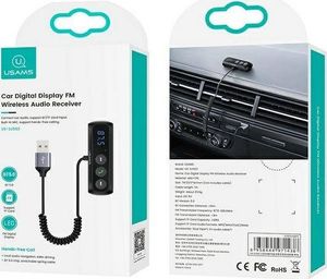 Usams USAMS Adapter audio Bluetooth 5.0 zestaw głośnomówiący + transmiter FM czarny/black SJ503JSQ01 (US-SJ503) 5
