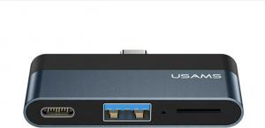 Adapter USB Usams US-SJ491 USB-C - USB + USB-C Czarny  (6958444945620) 1