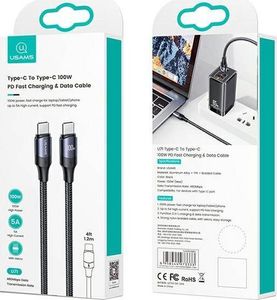 Kabel USB Usams USB-C - USB-C 1.2 m Czarny (6958444973333) 8