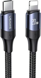 Kabel USB Usams USB-C - Lightning 1.2 m Czarny (6958444973302) 1