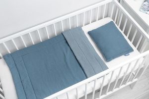 Sensillo KOMPLET DO ŁÓŻECZKA DZIERGANY Z MUŚLINĄ NIEBIESKI 16