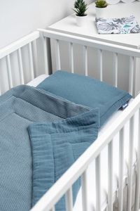 Sensillo KOMPLET DO ŁÓŻECZKA DZIERGANY Z MUŚLINĄ NIEBIESKI 7