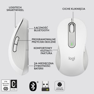 Mysz Logitech M650 L Biało-szary Left (910-006240) 6