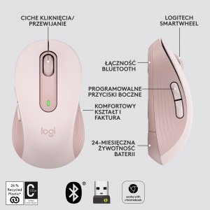 Mysz Logitech M650 L Różowy (910-006237) 8