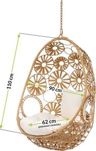 Fotel Wiszący Rattanowy Kokon, Złoty Brąz 12