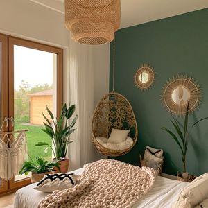 Fotel Wiszący Rattanowy Kokon, Złoty Brąz 4