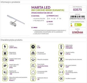 Kinkiet Horoz Lampa kinkiet łazienkowy nad lustro MARTA LED 8W CHR 03575 Struhm 3