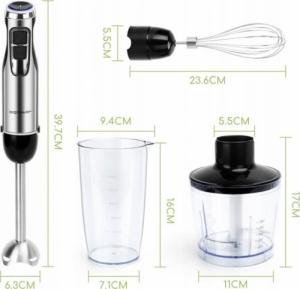 Blender Aigostar  1000W Hand Blender Set Stainless Steel Silvery and Black VDE / Buckle 4