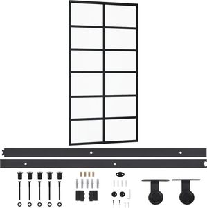 vidaXL Drzwi przesuwne z osprzętem, szkło ESG i aluminium, 102x205 cm 2