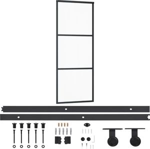 vidaXL Drzwi przesuwne z osprzętem, szkło ESG i aluminium, 76x205 cm 2