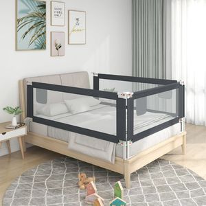 vidaXL Barierka do łóżeczka dziecięcego, ciemnoszara, 140x25 cm 1