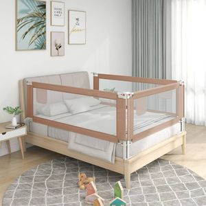 vidaXL Barierka do łóżeczka dziecięcego, taupe, 140x25 cm, tkanina 1
