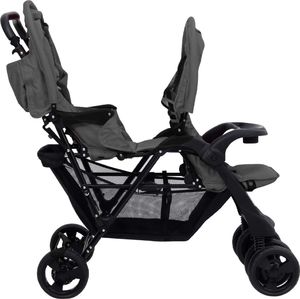 Wózek vidaXL Podwójny wózek spacerowy, ciemnoszary, stalowy 6