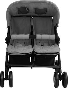 Wózek vidaXL Podwójny wózek spacerowy, szary, stalowy 5