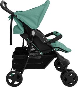 Wózek vidaXL Podwójny wózek spacerowy, zielony, stalowy 7