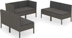 vidaXL 6-cz. zestaw wypoczynkowy do ogrodu, poduszki, rattan PE, szary 2