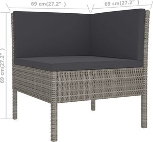 vidaXL 6-cz. zestaw wypoczynkowy do ogrodu, poduszki, rattan PE, szary 5