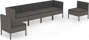 vidaXL 6-cz. zestaw wypoczynkowy do ogrodu, poduszki, rattan PE, szary 2