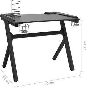 Biurko vidaXL 325422 Czarne 90 cmx60 cm 12