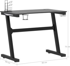 Biurko vidaXL 325418 Czarne 90 cmx60 cm 12